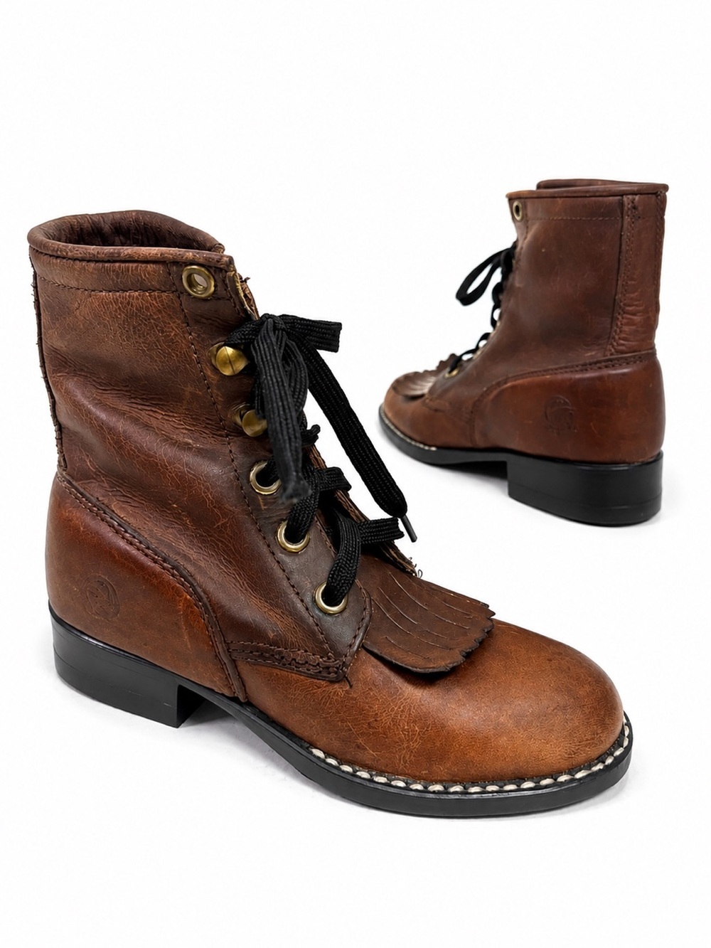 Durango 10.5 D Toddler Leather Lace Up Farm Ranch‎ Western Boots distressed boho